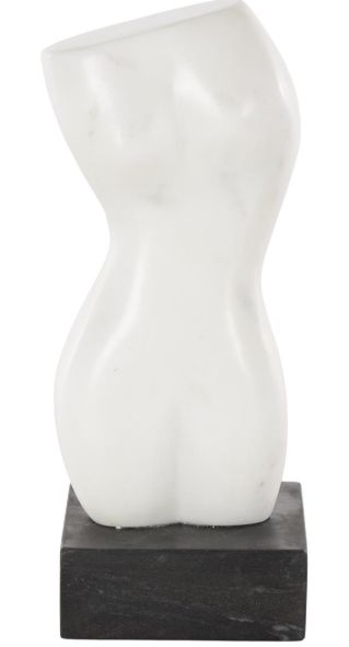 Deco Marche White 11' Woman Abstract Female Form Sculpture with Black Block Base-0