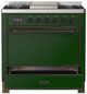Ilve® Majestic III 36" Emerald Green Pro Style Dual Fuel Natural Gas Range with Solid Door and Burnished Trim-2
