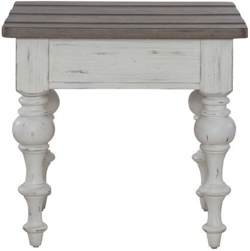 Liberty Furniture River Place Tobacco End Table with Riverstone White Base-3