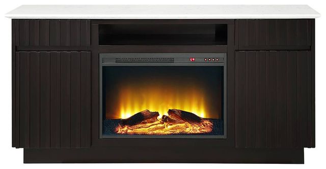 ACME Furniture Jaramillo Rustic Espresso/Natural Marble Server with Fireplace-0