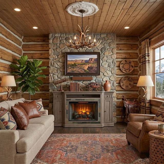 Sunny Designs™ Doe Valley Buckskin TV Console with Fireplace Option-1
