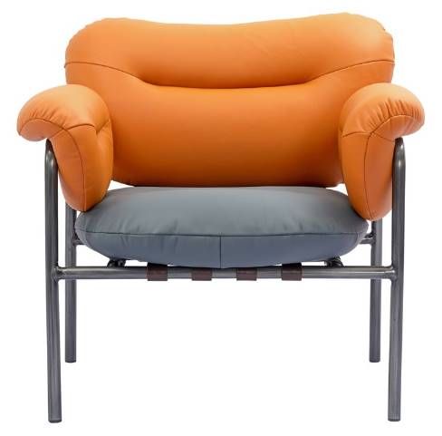 YHD Aurea Gray/Orange Accent Chair-1