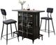 Furniture of America® Dicarda 3-Piece Distressed Walnut/Sand Black Bar Table Set-0