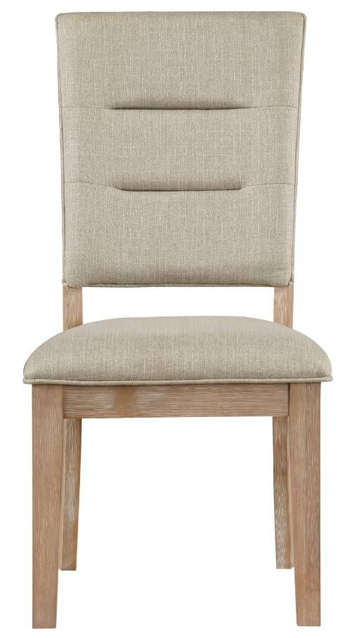 Homelegance® Aberdeen Beige/Distressed Light Oak Dining Side Chair-2