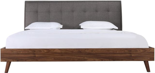 Mazin Furniture Fletcher Gray/Faux Walnut King Upholstered Platform Bed-1