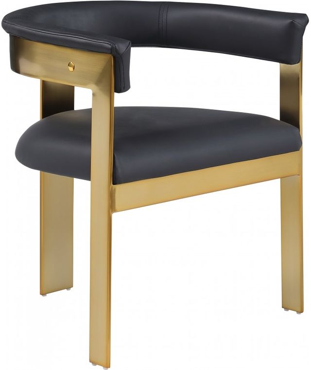 Meridian Furniture Romeo Black/Brushed Gold Vegan Leather Dining Chair-0
