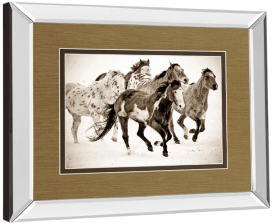 Classy Living Run Carol Walker Painted Horses Mirror Framed Wall Art-3