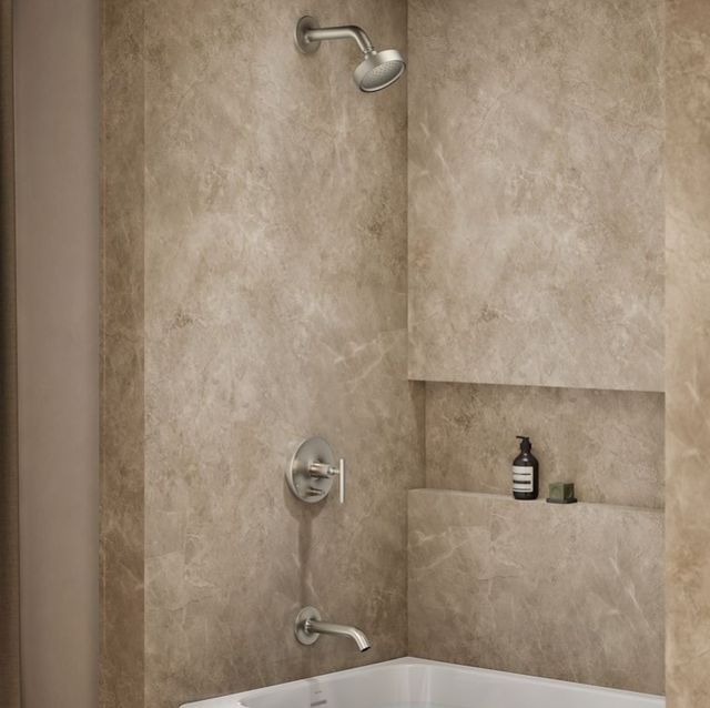 KOHLER® Purist® Rite-Temp® Vibrant Brushed Nickel 1.75 GPM Bath and Shower Trim Kit with Push-Button Diverter and Lever Handle-1