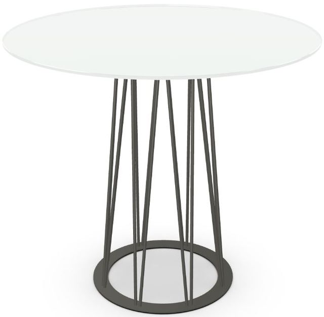 Amisco Customizable Calypso 42" White Glass Round Bar Table with 48" Tabletop -3