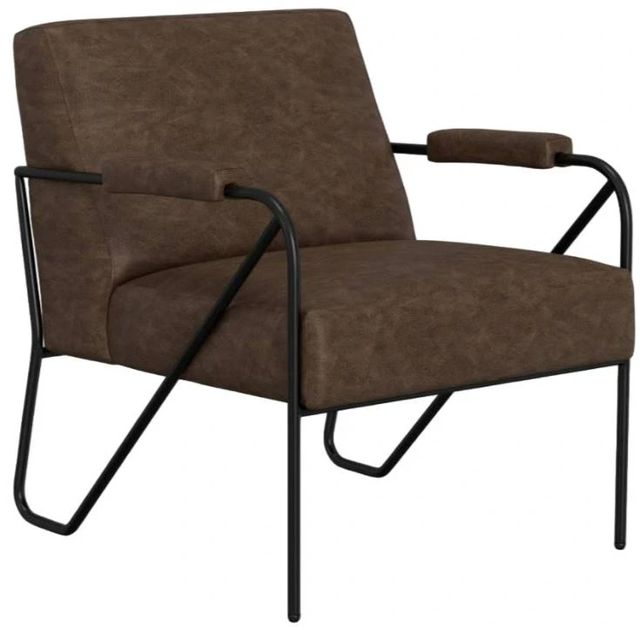 International Furniture Direct Lotus Brown/Blacksmithing Matte Black Accent Chair-0