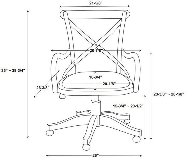 Linon Carson Gray Wash Office Chair-2