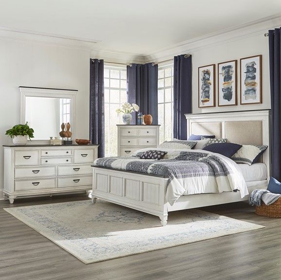 Liberty Furniture Allyson Park 4-Piece Charcoal/Wirebrushed White Bedroom Set-0