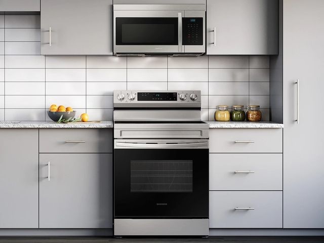 Samsung Stainless Steel Gas Range and OTR Microwave Package-4