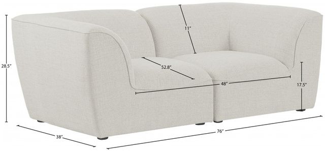Meridian Furniture Miramar 2-Piece Cream Modular Sofa-2