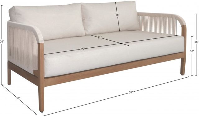 Meridian Furniture Maui Cream Aluminum/Fabric/Wooden Outdoor Loveseat-4