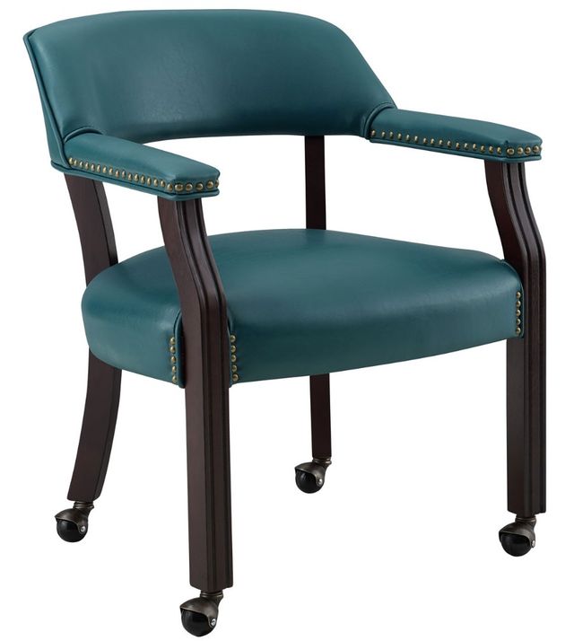 Steve Silver Co. Tournament Cherry/Teal Arm Chair with Casters-2
