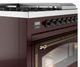 Ilve® Nostalgie II Noblesse 48'' Burgundy Pro Style Dual Fuel Range with Burnished Trim-4