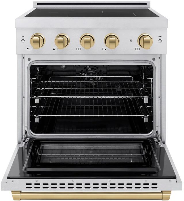 ZLINE Autograph Edition Paramount 30" Satin Stainless Steel Pro Style Induction Range with Champagne Bronze Accents-1