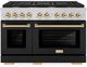 ZLINE Autograph Edition Paramount 48" Stainless Steel Pro Style Gas Range with Black Matte Door and Polished Gold Accents-0