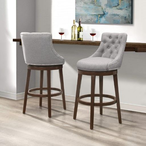 HH2 Home Halbrooke Chocolate/Smoke Gray Swivel Counter Stool-6