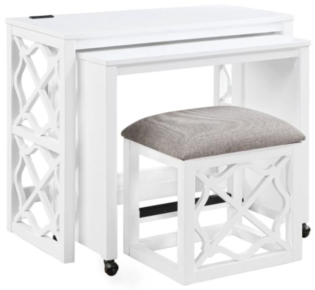 Homelegance® Salina 3-Piece White Pack Desks with Stool Set-0