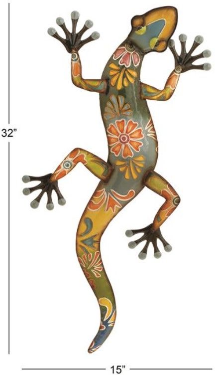 Deco Marche Multi Colored Lizard Wall Decor-2