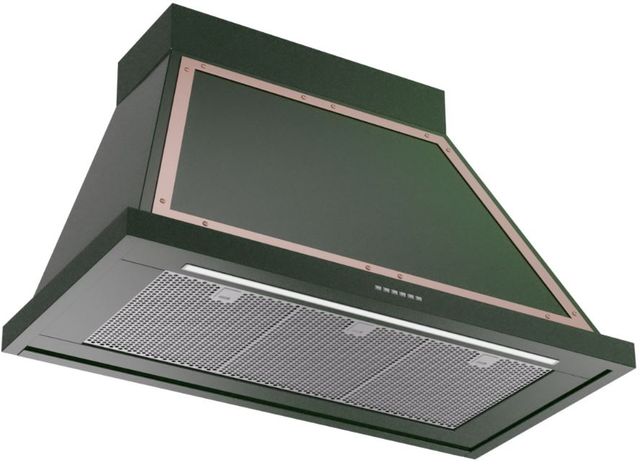 Ilve® Nostalgie II Noblesse 40" Emerald Green Wall Mounted Range Hood with Copper Trim-1