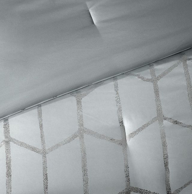 Olliix by Intelligent Design Felicia Raina Grey and Silver Full/Queen Metallic Printed Comforter Set-3