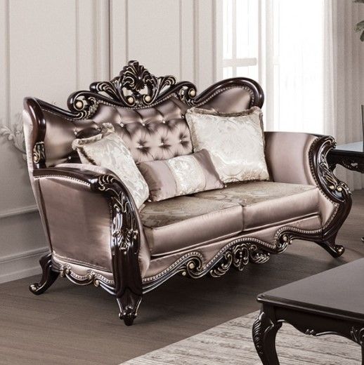 Furniture of America® Albacete Brown/Dark Cherry Loveseat-1