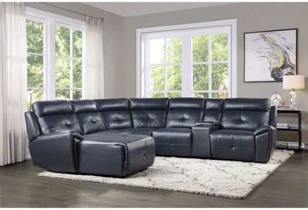 Homelegance Avenue 6-Piece Navy Modular Reclining Sectional with Left Chaise