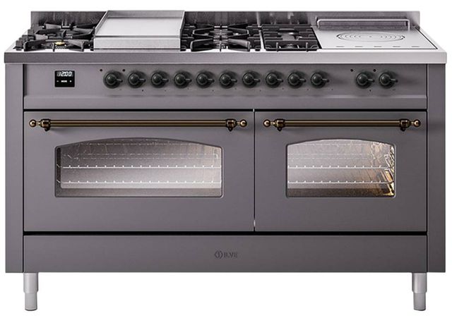 Ilve® Nostalgie II Series 60" Graphite Matte Pro Style Dual Fuel Range-0