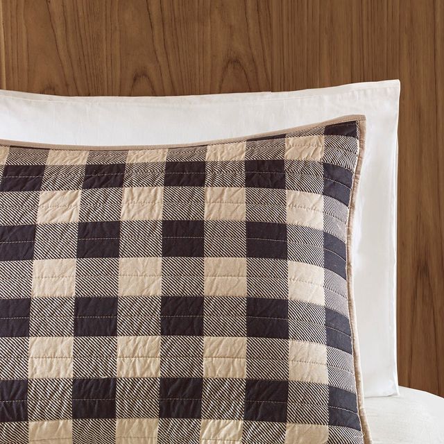 Olliix by Woolrich Tan Full/Queen Check Oversized Quilt Mini Set-2