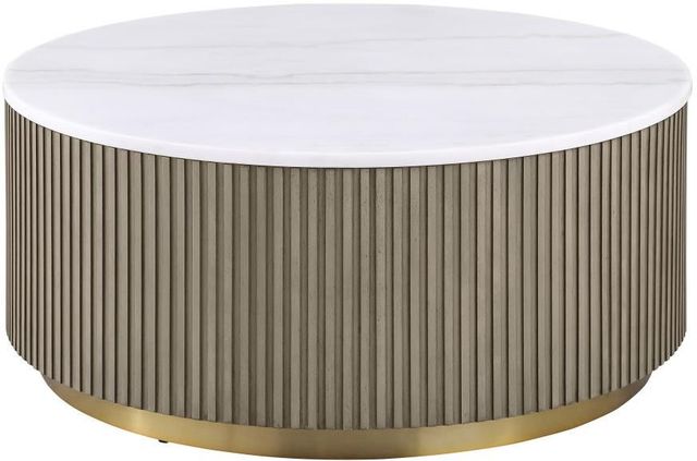 Coaster® Jason White Marble Top Coffee Table with Greige Base-0