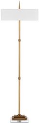 Currey & Company Caldwell Antique Brass/Off-White Floor Lamp-1