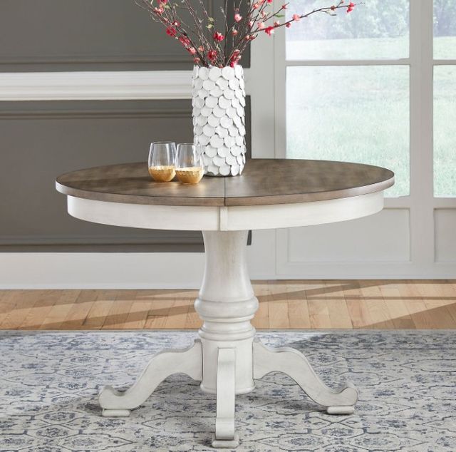Liberty Furniture Ocean Isle Weathered Pine Dining Table with Antique White Base-2