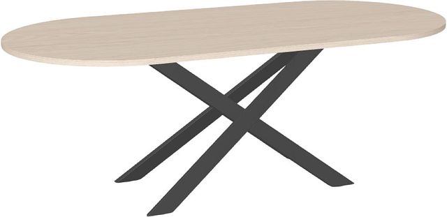 Amisco Customizable Ascencio 84" Racetrack Dining Table with 1" White Oak Veneer Top-0