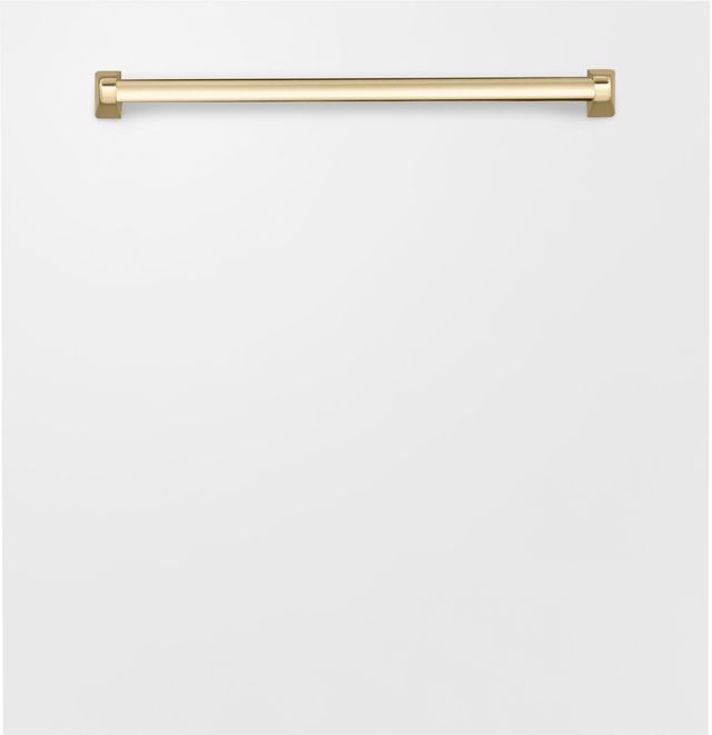 Zline Autograph Edition 24" White Matte Dishwasher Panel with Gold Handle-0