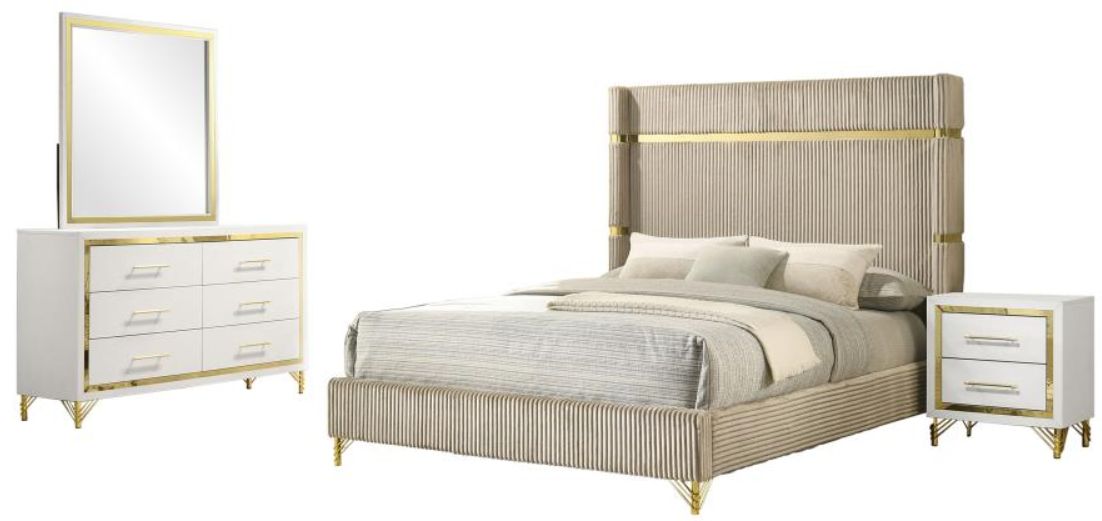 Coaster® Lucia 4-Piece Beige/White Queen Bedroom Set | Hubbard and Hoke ...