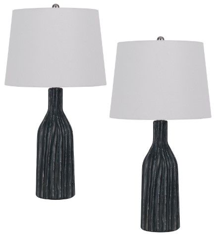 Cal® Lighting & Accessories Irvington 2-Piece Marble Table Lamp Set-0