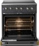 Viking® 5 Series 30" Cast Black Pro Style Electric Range with Brushed Brass Trim-1