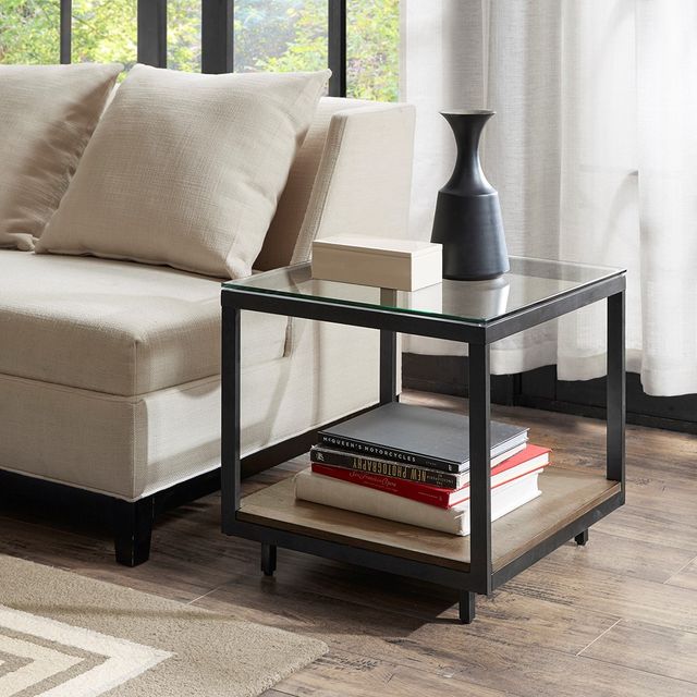 Olliix by Madison Park Iron/Walnut Pratt End Table-1