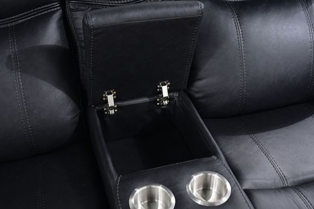 Furniture of America® Agata Black Glider Recliner Loveseat-2