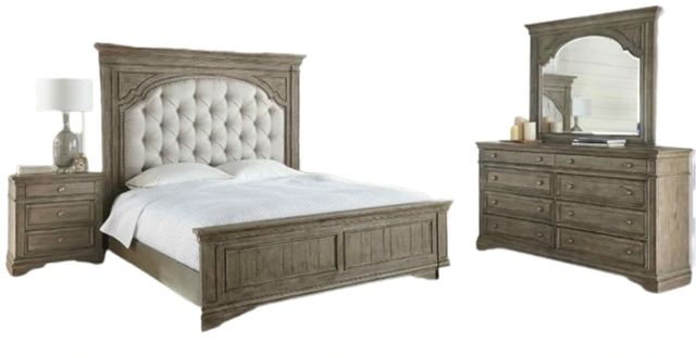 Steve Silver Co. Highland Park 4-Piece Waxed Driftwood/White King Panel Bedroom Set-1