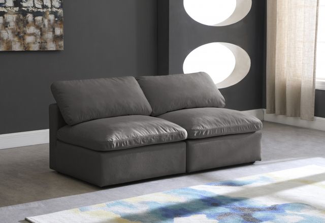 Meridian Furniture Plush Grey Velvet Standard Cloud Modular Sofa-2
