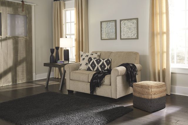 Signature Design by Ashley® Sweed Valley Natural/Black Square Pouf-1