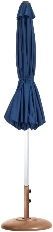 Meridian Furniture Fiji Matte White/Navy/Teak Aluminum Outdoor Patio Umbrella and Round Base-1