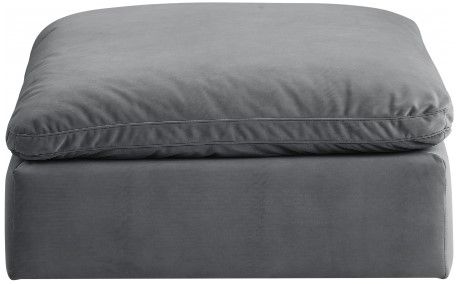 Meridian Furniture Comfy Gray Velvet Ottoman-1