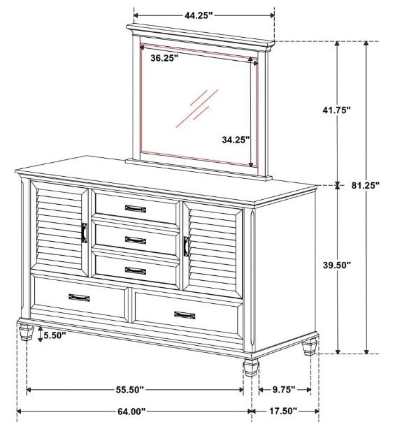 Coaster® Franco DIstressed White Dresser and Mirror-3