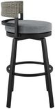 Armen Living Encinitas 3-Piece Black/Dark Gray Aluminum/Rattan Outdoor Counter Stool Set-3