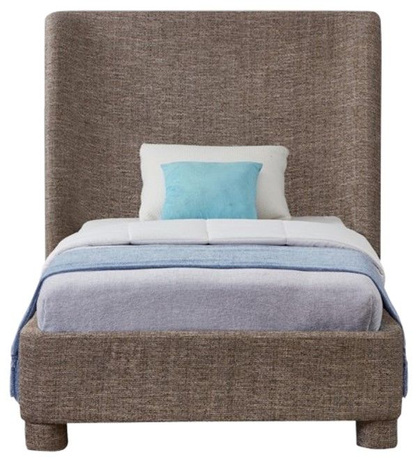 Meridian Furniture Penny Brown Twin Linen Textured Upholstered Panel Bed-1